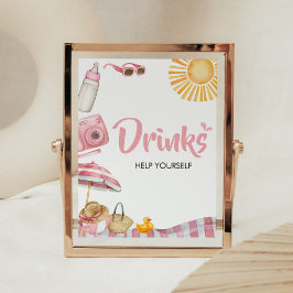 Pink Beach Summer Baby Dusche Drinks Poster