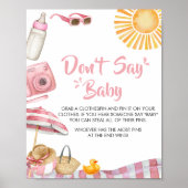 Pink Beach Summer Baby Dusche Say Baby nicht Poster (Vorne)