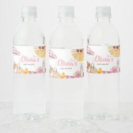 Pink Beach Summer Baby Dusche Wasserflaschenetikett