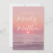 Pink Beach Sunset Destination Wedding Invitation Einladung (Vorderseite)