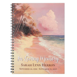 Pink Beach Sunset Memorial Guest Notizblock