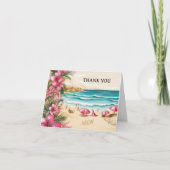 Pink Beach Wedding Dankeskarte (Vorderseite)