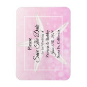 Pink Beachy Starfish Wedding Save the Date Magnet (Vertikal)
