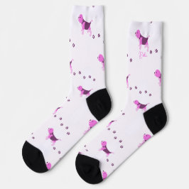 PINK BEAGLE DOG ART PUPPY PAW DRUCKNAMEN WEISS SOCKEN
