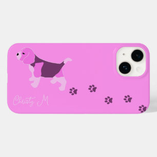 PINK BEAGLE HUND AUF PINK MIT DRUCKNAME Case-Mate iPhone 14 HÜLLE