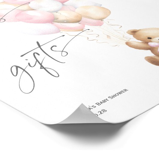 Pink Bealy warten, Karten und Geschenke Girl Dusch Poster (Ecke)