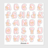 Pink Bear Alphabet Set Aufkleber (Blatt)