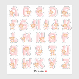 Pink Bear Alphabet Set Aufkleber