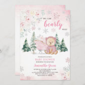 Pink Bear Baby Dusche Einladung (Vorne/Hinten)