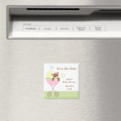 Pink Bear Baby Dusche Save the Date Magnet (In Situ (Geschirrspüler))