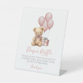 Pink Bear Baby Dusche Windelwanne Umschließkarte Sockelschild (Vorderseite)