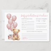 Pink Bear Baby Shower Ratschläge Karte (Vorderseite)