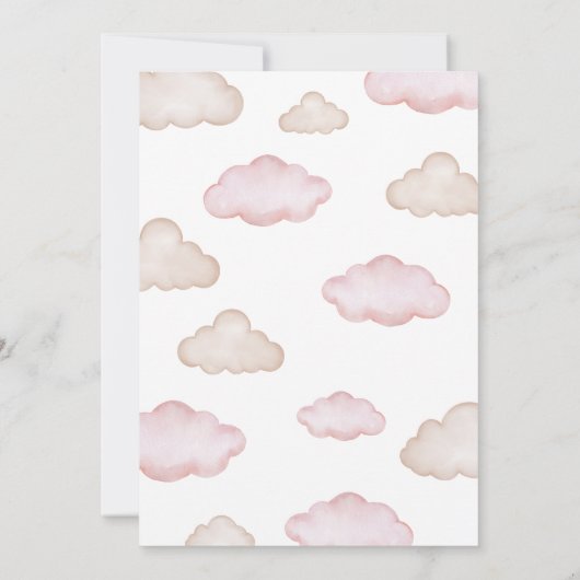 Pink Bear Ballon Bearly Wait Baby Dusche Einladung (Rückseite)