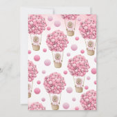 Pink Bear Balloon Baby Dusche Einladung (Rückseite)