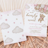 Pink Bear Balloon Baby Dusche Einladung