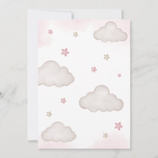 Pink Bear Balloon Baby Dusche Einladung (Rückseite)