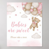 Pink Bear Balloon Babydusche Babys sind süß Poster (Vorne)