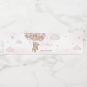 Pink Bear Balloon Babydusche Wasserflaschenetikett (Einzelnes Label)