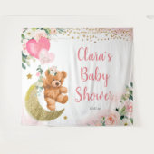 Pink Bear Balloon Babydusche Zeichenband Wandteppich (Vorderseite (Horizontal))