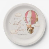 Pink Bear Balloon Babyduschpapier Pappteller (Vorderseite)