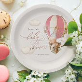 Pink Bear Balloon Babyduschpapier Pappteller