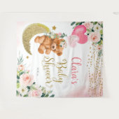 Pink Bear Balloon Babyduschzeichen Wandteppich (Vorderseite (Horizontal))