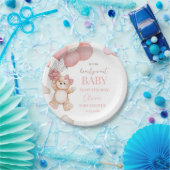 Pink Bear Balloon Bearly Wait Baby Shower Pappteller (Party)