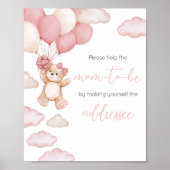 Pink Bear Balloon Bearly Wait Envelope Station Poster (Vorne)