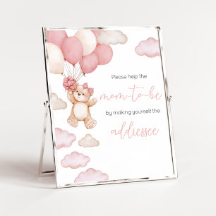 Pink Bear Balloon Bearly Wait Envelope Station Poster