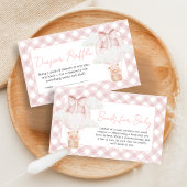 Pink Bear Bearly Wait Baby Shower Diaper Raffle Begleitkarte