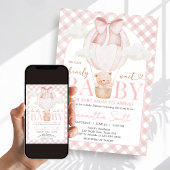 Pink Bear Bearly Wait Baby Shower Einladung
