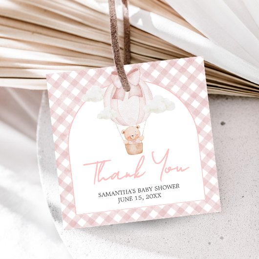Pink Bear Bearly Wait Baby Shower Geschenkanhänger