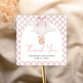 Pink Bear Bearly Wait Baby Shower  Quadratischer Aufkleber