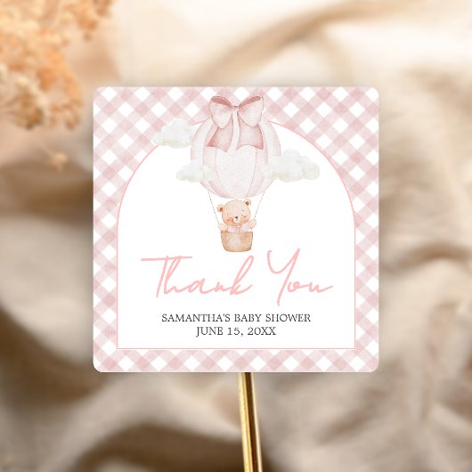 Pink Bear Bearly Wait Baby Shower Quadratischer Aufkleber