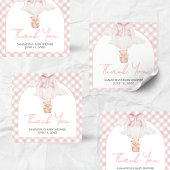 Pink Bear Bearly Wait Baby Shower Quadratischer Aufkleber