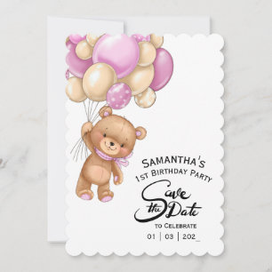 Pink Bear Birthday Girl Einladung