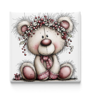 Pink Bear Christmas Beeren Weihnachtsmagnet Magnet