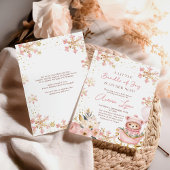 Pink Bear Christmas Winter Girl Babydusche Einladung