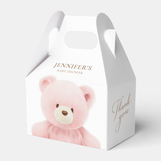 Pink Bear Girl Babydusche Personalisiert Geschenkschachtel (Vorderseite)
