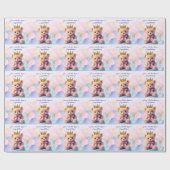 Pink Bear Gold Crown Congratulations! Geschenkpapier (Flach)
