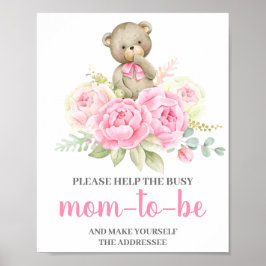 Pink Bear Helfen Sie der Mama des Empfängers Poster