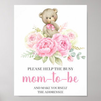 Pink Bear Helfen Sie der Mama des Empfängers Poster