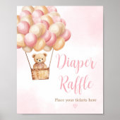 Pink Bear Hot Air Ballon Baby Diaper Raffel Poster (Vorne)