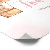 Pink Bear Hot Air Ballon Babydusche Nahrung Poster (Ecke)