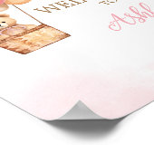 Pink Bear Hot Air Ballon Babydusche Willkommen Poster (Ecke)