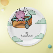 Pink Bear in Hot Air Ballon Basket Baby Dusche