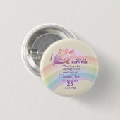 Pink Bear Pastel Airplane Balloon  Button (Vorne & Hinten)