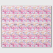 Pink Bear Pastel Airplane Balloon  Geschenkpapier (Flach)