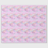 Pink Bear Pastel Airplane Balloon  Geschenkpapier (Flach)