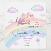 Pink Bear Pastel Airplane Balloon  Weinetikett (Einzelnes Label)